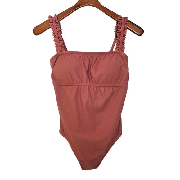 Kona Sol Pink One Piece Swimsuit with Ruffles - Picture 3 of 8